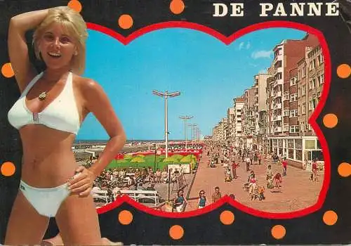 De Panne blonde beach beauty souvenir postcard