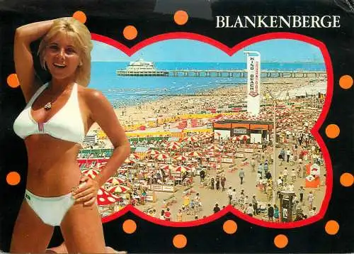 Blankenberghe blonde beach beauty souvenir postcard