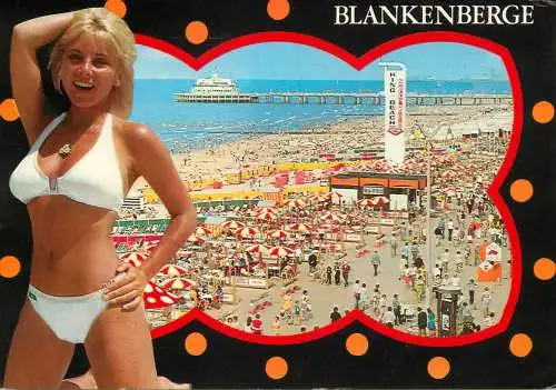 Blankenberghe blonde beach beauty souvenir postcard