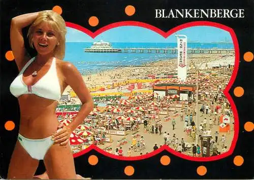 Blankenberghe blonde beach beauty souvenir postcard