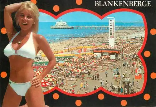 Blankenberghe blonde beach beauty souvenir postcard