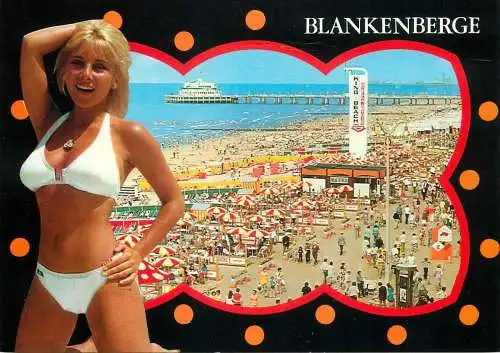 Blankenberghe blonde beach beauty souvenir postcard