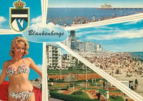 Blankenberghe pin up & different aspects postcard