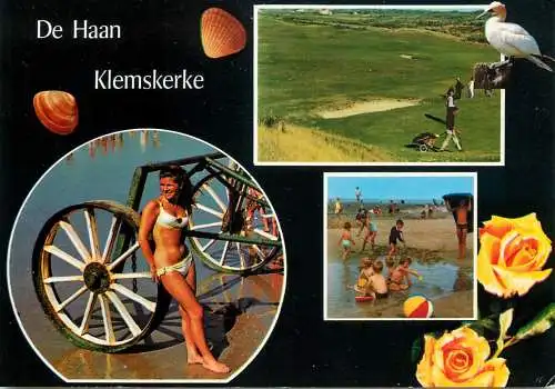Beauty lady at Klemskerke different aspects postcard