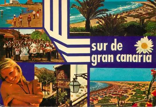 Gran Canaria blonde beauty and different aspects postcard