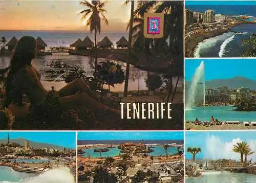Tenerife topless beauty and different aspects postcard