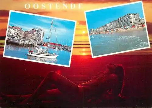 Oostende different aspects sunbathing beauty sunset
