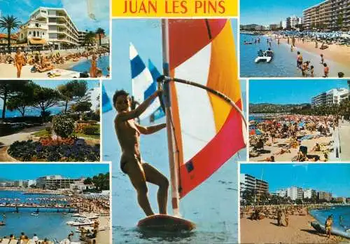 Naturisme topless beauty Juan les Pins different aspects postcard