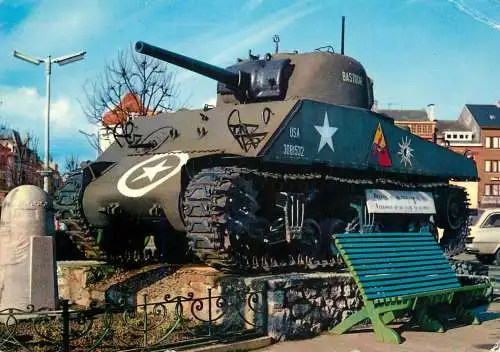 Postcard Belgium Bastogne tank Mac Auliff