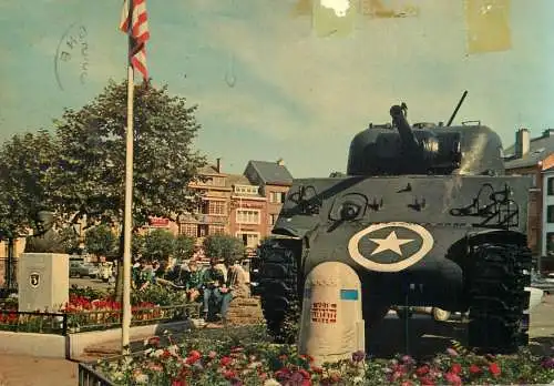 Postcard Belgium Bastogne Mac Auliffe and tank