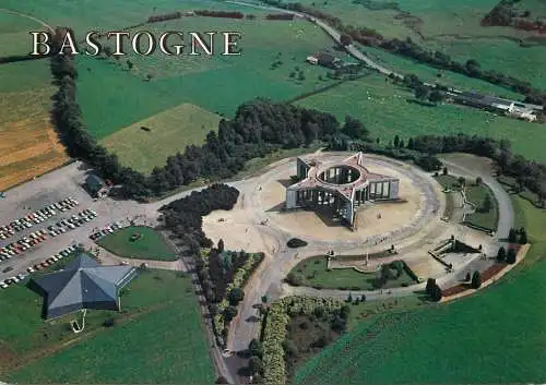 Postcard Belgium Bastogne aerial of Mardasson