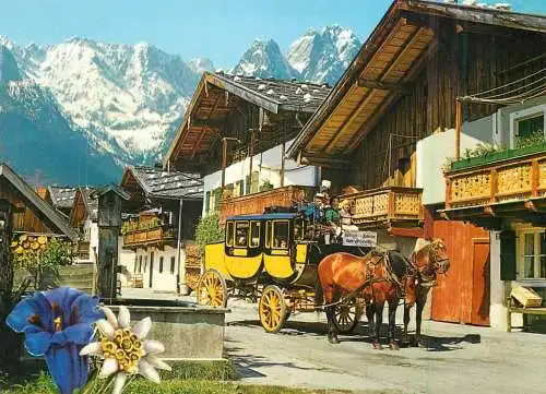 Germany Garmisch-Partenkirchen Zugspitze Fruhlingstrasse Hollentalspitzen horse driven carriage