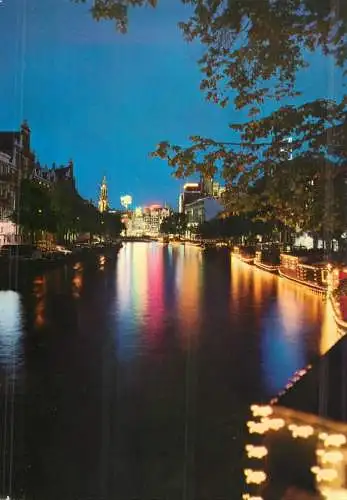 Netherlands Amsterdam Singel met Munttoren night view