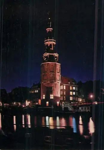 Netherlands Amsterdam Oude Schans & Montelbaanstower night view