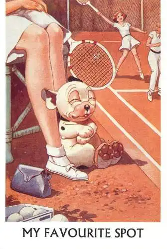 Bonzo the Dog tennis favourite spot - G. E. Studdy - Postcard