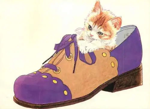 Drawn kitty cat - My Boat by Hiroaki Ikeda postcard