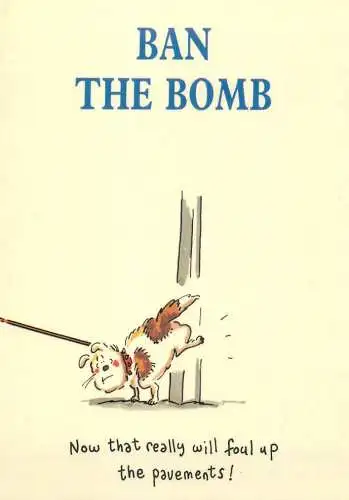 Humor comic dog ban the bomb postcard