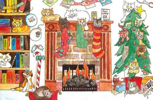 Humor comic cats - Christmas at Home by Elizabeth Titcomb