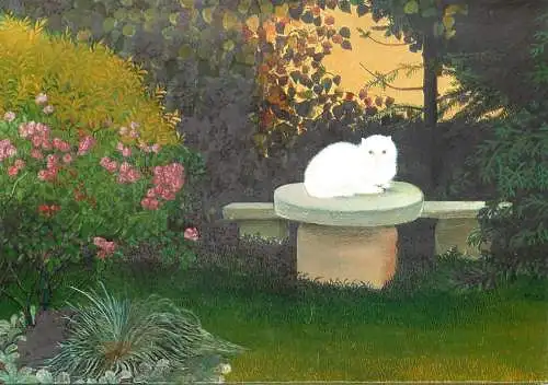Cat in the garden by Maria de Posz postcard