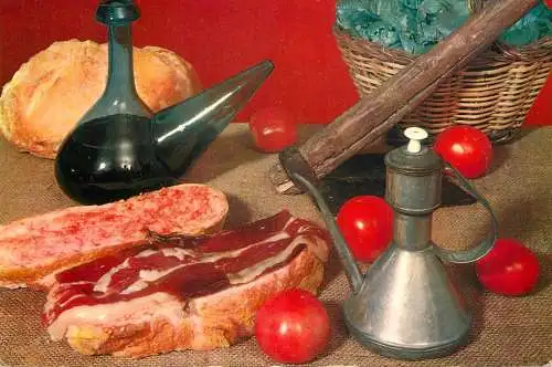 Postcard hotel restaurant Spain table food