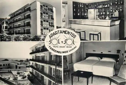 Postcard hotel restaurant apartamentos Sol y sol Torremolinos Spain