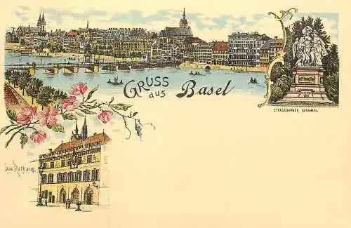 Gruss aus Basel repro modern postcard