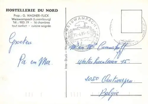Postcard Hostellerie du Nord Weiswampach Luxembourg