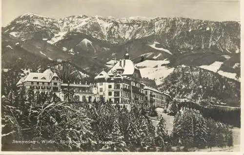 Austria Semmering im Winter Sudbahnhotel mit Raxalpe