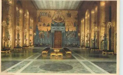 Sweden Stockholm City Hall Banquet Room "Golden Hall" mosaic ornaments by Einar Forseth