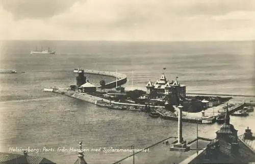 Sweden Helsingborg Harbour with Sjforas monument