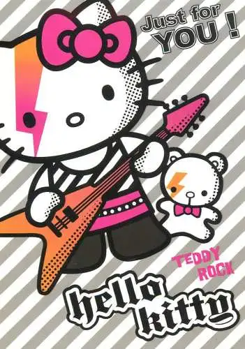 Greetings postcard Hello Kitty Teddy Rock