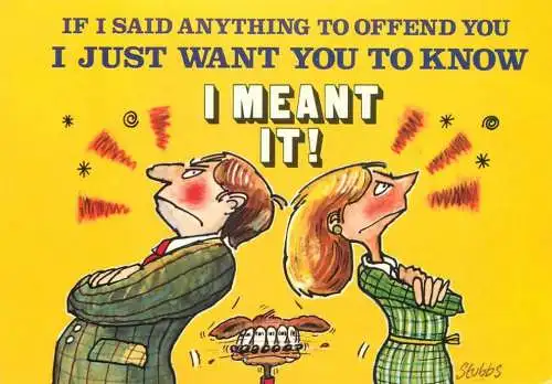 Humour signed Stubbs couple dispute caricature comic postcard