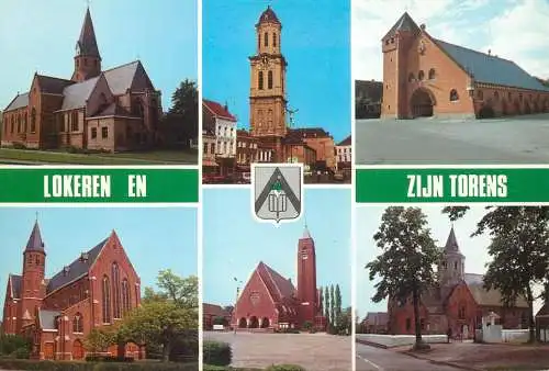 Lokeren churches postcard