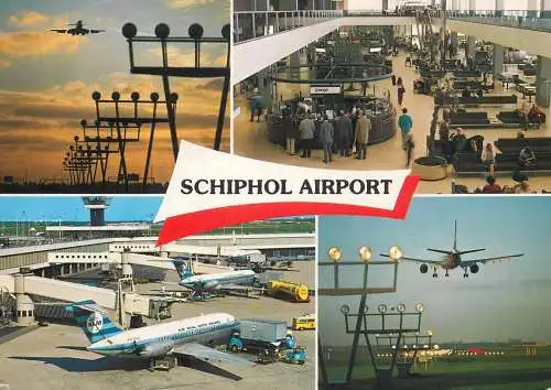 Airport Schiphol Amsterdam multi views postcard