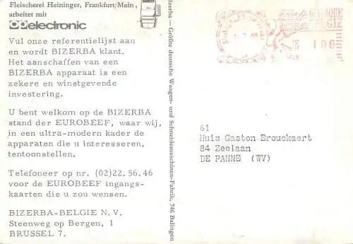 Bizerba electronic device Eurobeef advertiding postcard Belgium c.1968