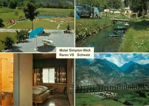 Postcard Motel Simplon blick Raron vs Schweiz