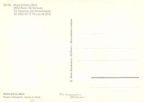 Postcard Motel Simplon blick Raron vs Schweiz