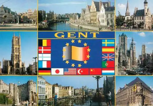 Gent flags & multi views postcard