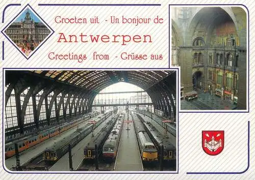 Railway station Antwerpen postcard