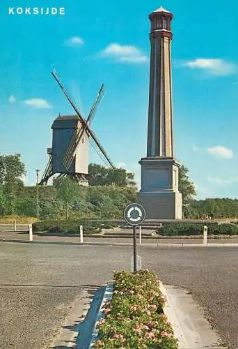 Belgium Koksijde - Coxyde windmill and monument aviateurs