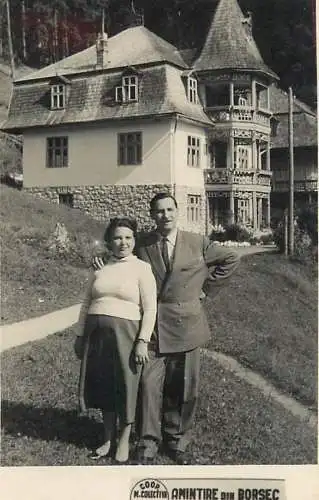 Anonymous persons souvenir photo social history format ca. 6 x 9 cm Borsec resort couple