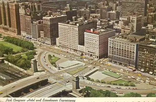USA Chicago IL Eisenhower Expressway Intersection & Pick Congress Hotel