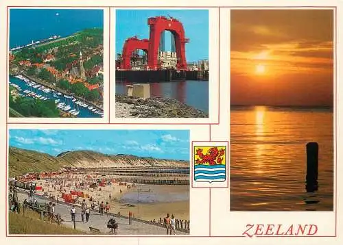 Netherlands Zeeland crane barge beach