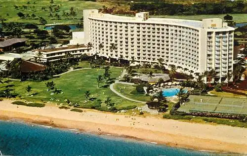 Postcard hotel restaurant Maui Surf on Kaanapali beach Hawaii