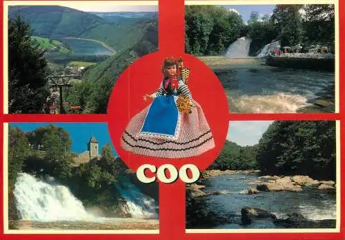 Coo folk doll and multi views postcard