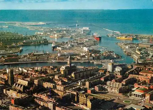 France Dunkerque city hall commerce harbour aerial