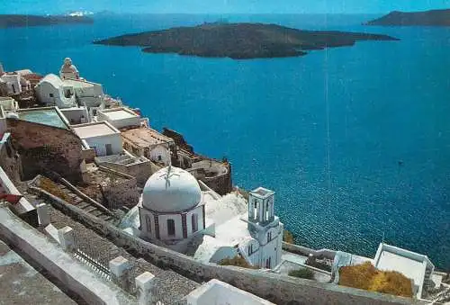 Greece Santorini view of Fira & the Volcano