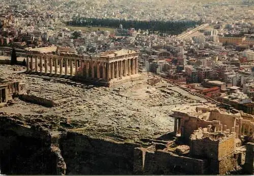 Greece Athens The Acropolis. Propylaea and Parthenon aerial view