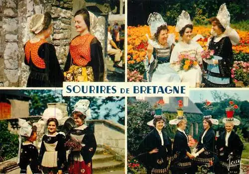 France Bretagne ethnic types and scenes women in traditional costumes multi view