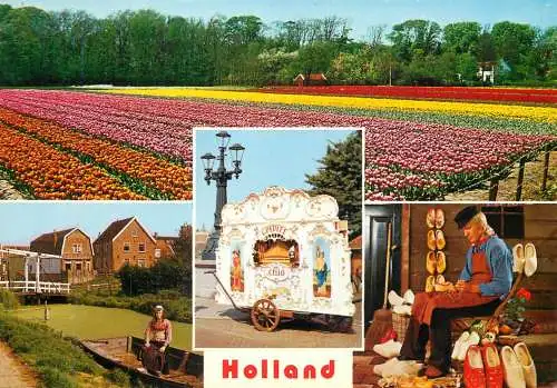 Greetings from Holand Netherlands wooden shies tulip field street organ